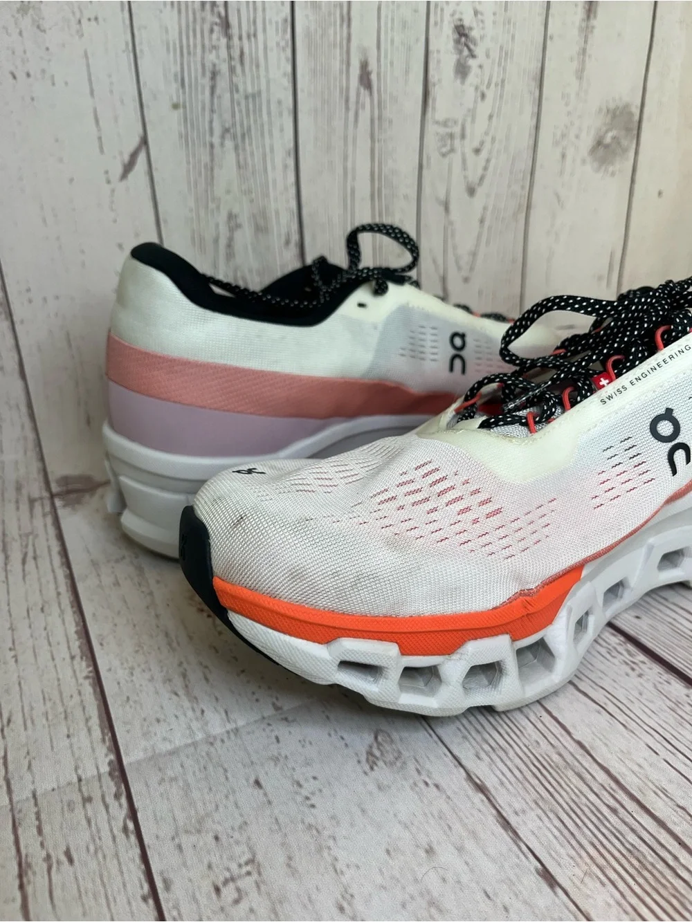 Men's On Running Brand White/Orange Cloud Cloudmonster 2 OC Shoes Sz 14